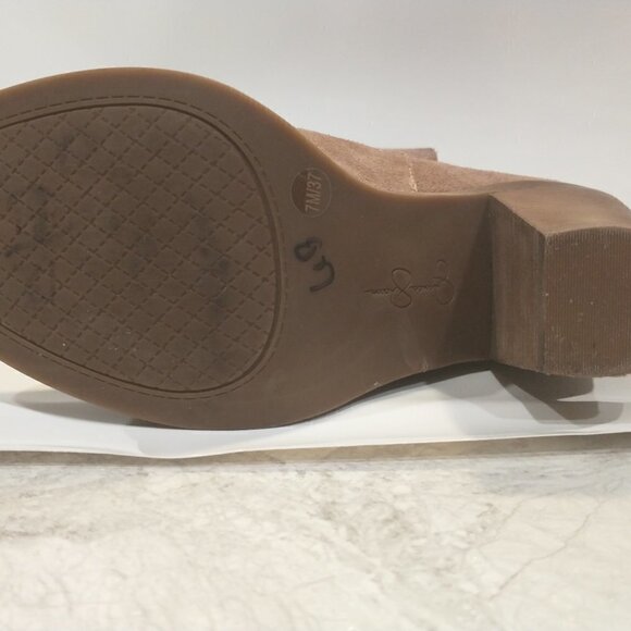 Jessica Simpson Chantie Booties Brown Leather Block Heel shoes Size 7M - Picture 9 of 14